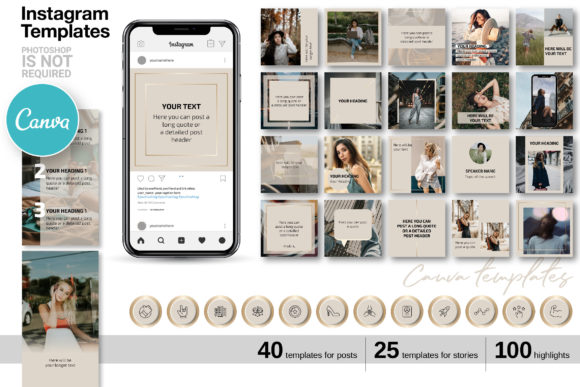 Download Beige CANVA Instagram Template Kit - Template kit Collection
