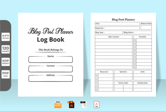 Download Blog Post Planner KDP Interior Log Book - Kdp Collection