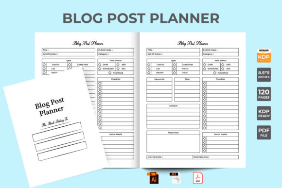 Download Blog Post Planner KDP Interior Vector - Kdp Collection