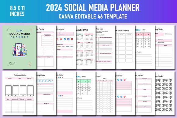 Download 2024 Social Media Planner Canva KDP - Kdp Collection
