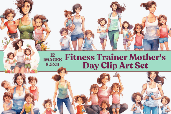 Download Fitness Trainer Mother's Day Clip Art Se - Trainer Collection