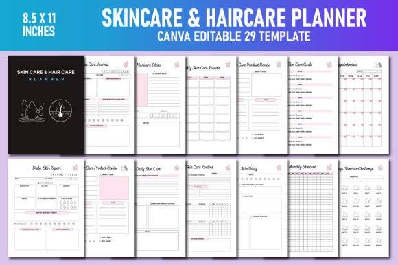 Download Skincare &amp; Haircare Planner Canva KDP - Kdp Collection
